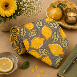 Citrus Lemon Pattern Neck Tie