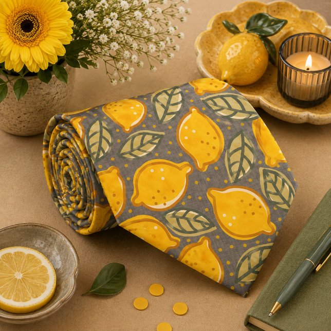 Citrus Lemon Pattern Neck Tie (Creator Uploaded)