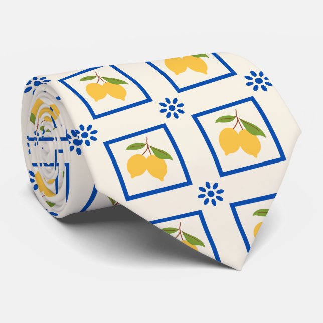 Citrus Lemon Pattern Neck Tie (Rolled)