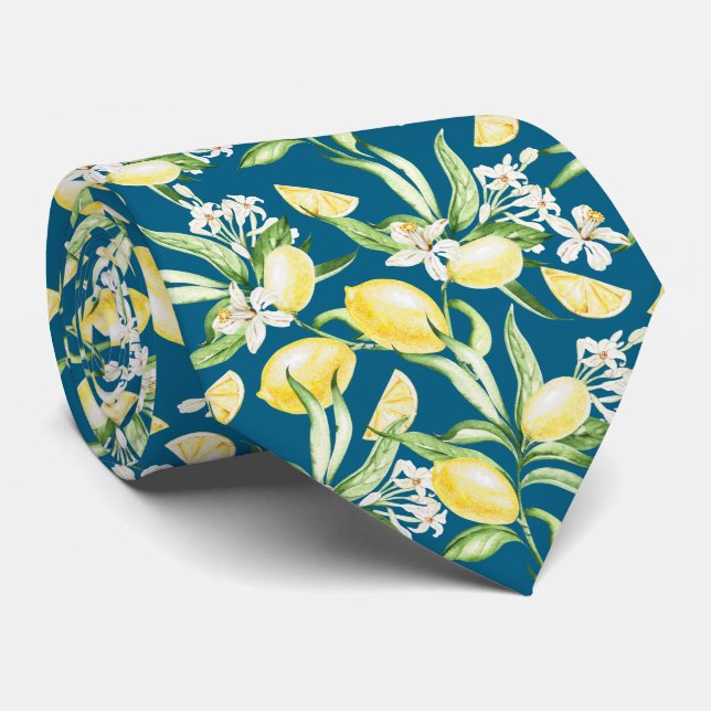 Citrus Lemon Pattern Neck Tie (Rolled)