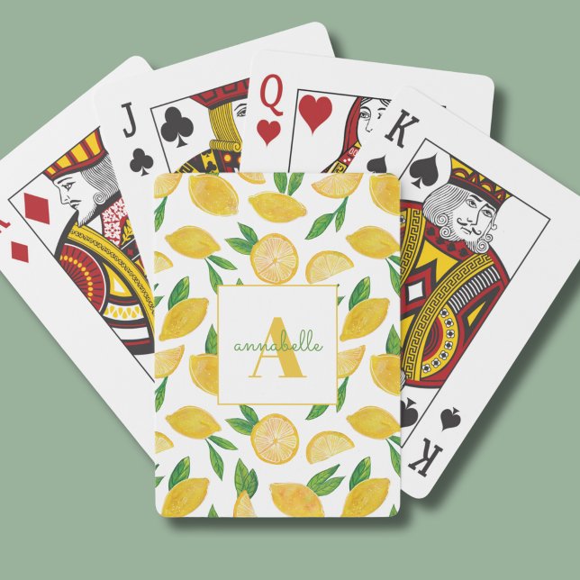 Citrus Lemon pattern Poker Cards (Citrus lemon pattern personalized playing cards)