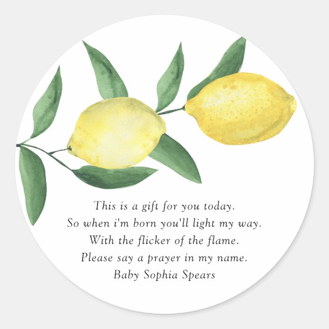 Citrus lemon - Prayer Candle Label (Front)