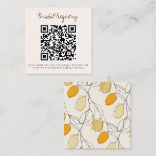 Citrus Lemon QR Code Online Bridal Registry Gift Enclosure Card