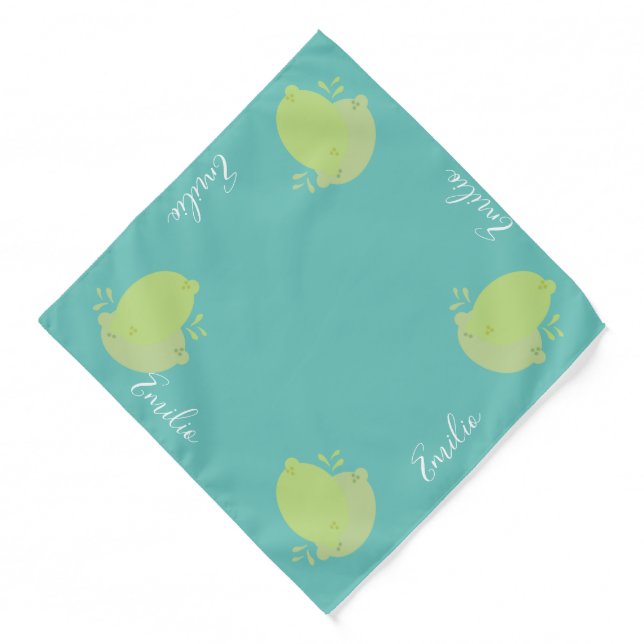 Citrus Lemon Script Name Pet Bandana (Front)