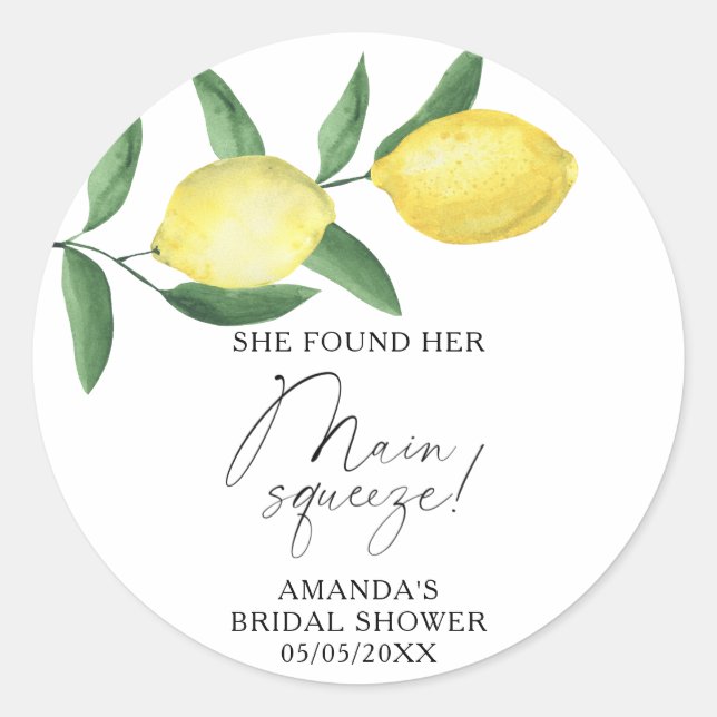 Citrus Lemon - She found her main squeeze Classic Round Sticker (Front)