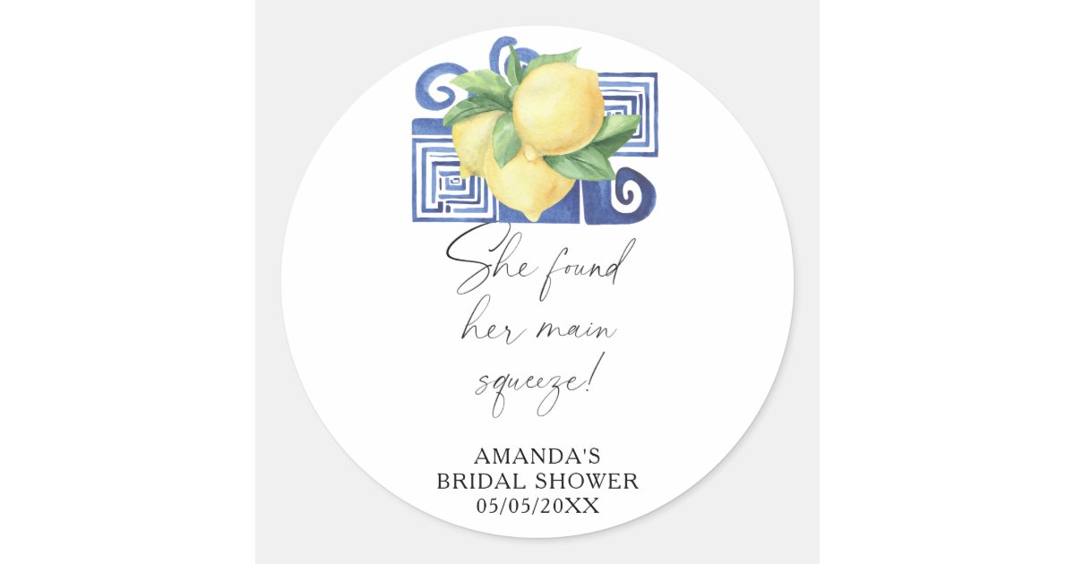 Citrus Lemon - She found her main squeeze Classic Round Sticker | Zazzle