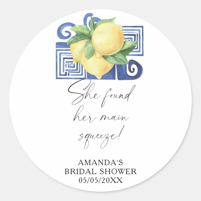 Citrus Lemon - She found her main squeeze Classic Round Sticker (Front)