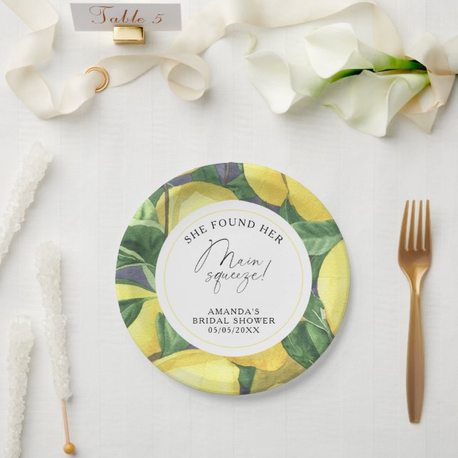 Citrus Lemon - She found her main squeeze Paper Plates (Wedding)