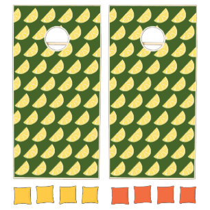 Citrus Lemon Slice Wedge Art Cornhole Set