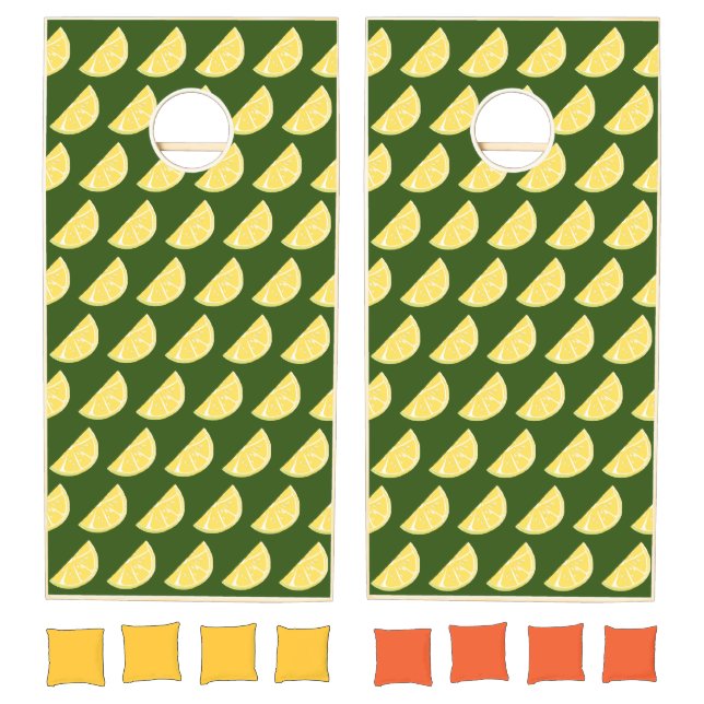 Citrus Lemon Slice Wedge Art Cornhole Set (Set)