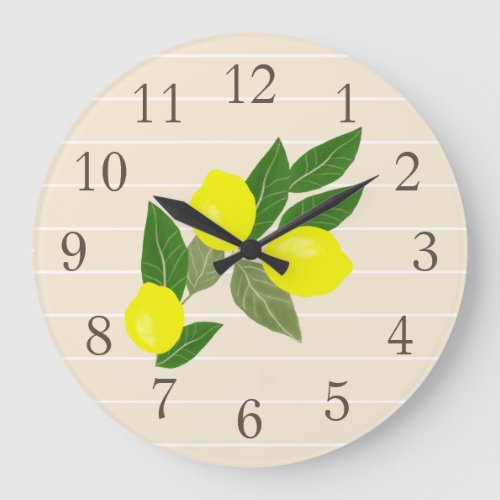 Citrus Lemon Stripes Wall Clock