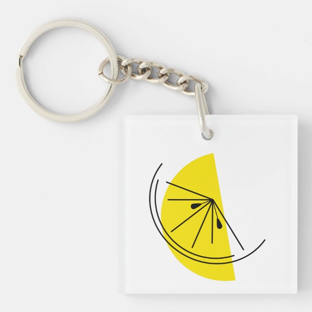 Citrus Lemon Text keychain square double-sided (Front)