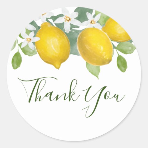 Citrus Lemon Themed Thank You Favor Sticker