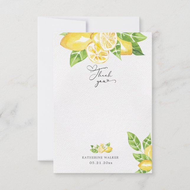 citrus lemon tree fruit baby shower thank you card (Front)