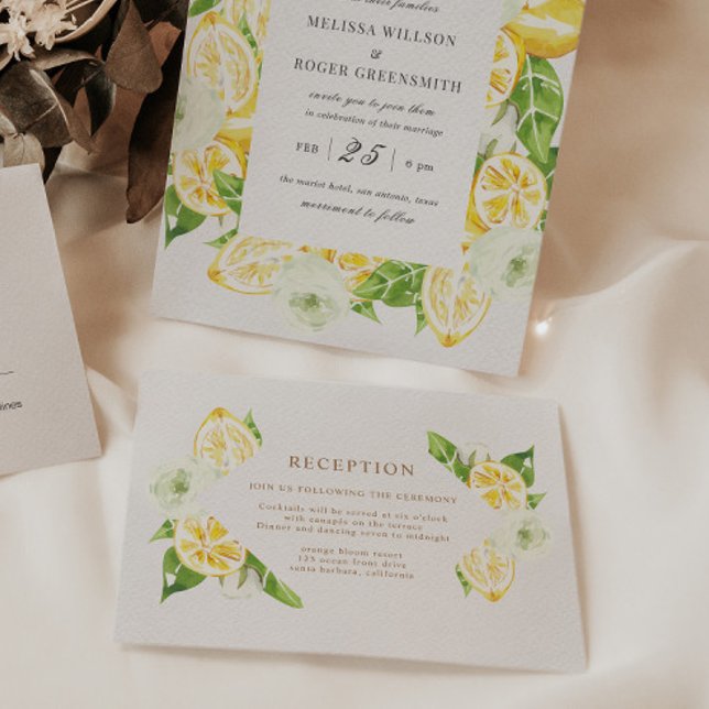Citrus Lemon Tree Reception Enclosure Card (Creator Uploaded)