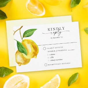 Citrus Lemon Watercolor Meal Choice RSVP Card