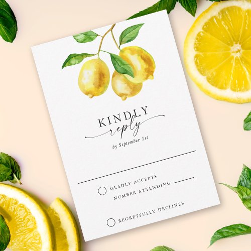 Citrus Lemon Watercolor RSVP Card