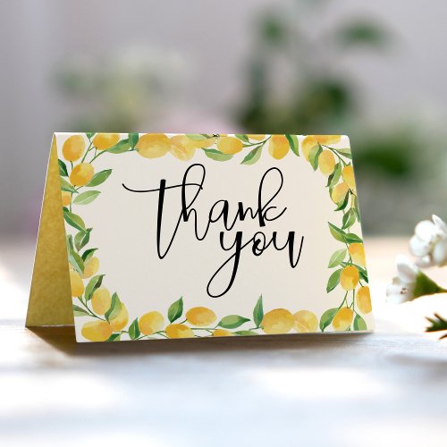 Citrus Lemon Watercolor Thank You Card