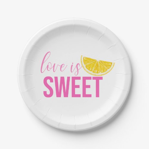 Citrus Lemon Wedding Boho Bridal Shower Pink Paper Plates