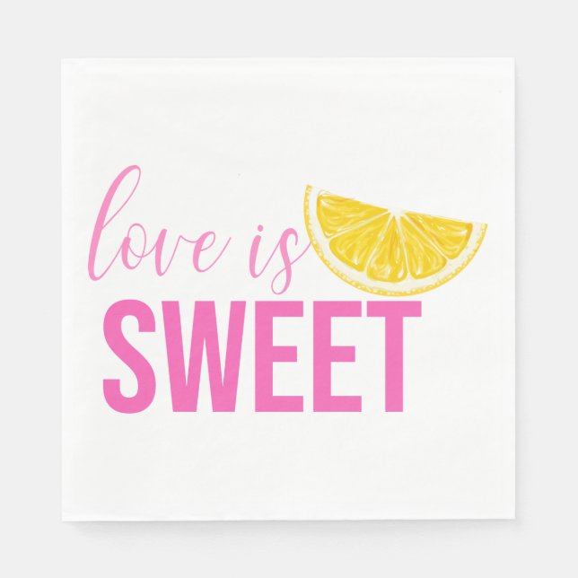 Citrus Lemon Wedding Bridal Shower Boho Pink Napkins (Front)