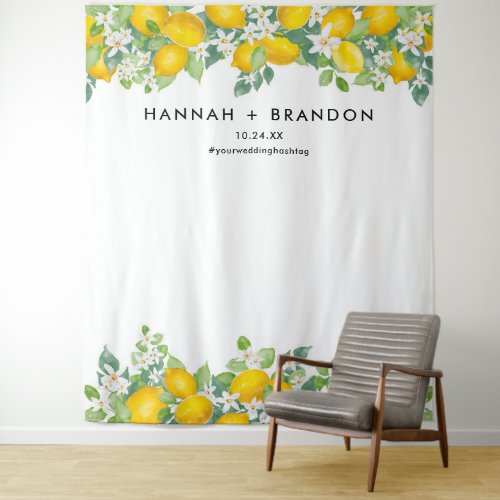 Citrus Lemon Wedding Photo Booth Banner Tapestry