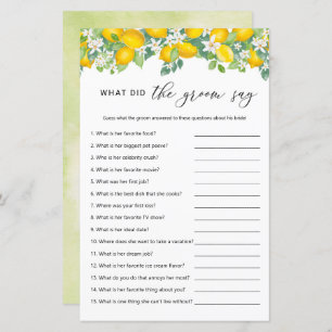 Citrus Lemon What Did The Groom Say Game