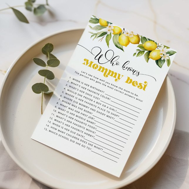 Citrus lemon Who knows mommy best shower game (Creator Uploaded)