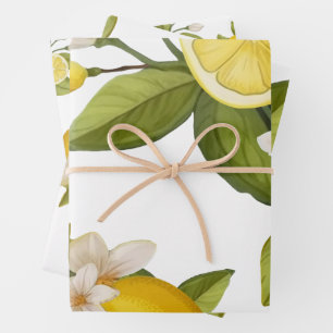 citrus lemon wrapping paper sheets