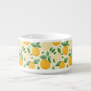 Citrus lemon yellow tropical fruit pattern bowl