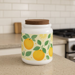 Citrus lemon yellow tropical fruit pattern candy jar