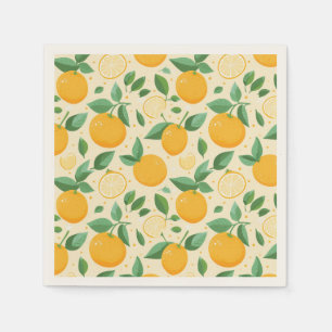 Citrus lemon yellow tropical fruit pattern napkins