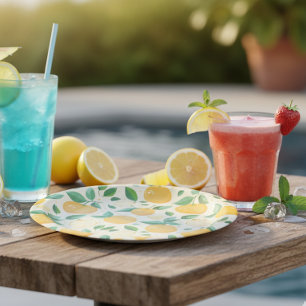 Citrus lemon yellow tropical fruit pattern paper plates