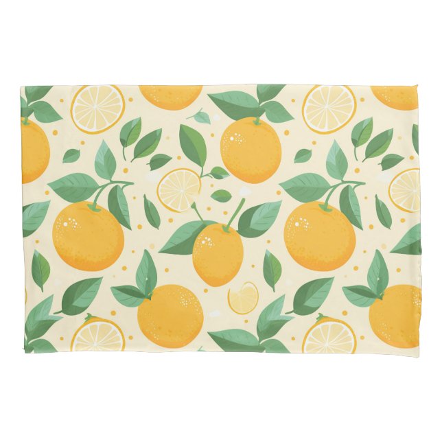Citrus lemon yellow tropical fruit pattern pillow case (Front)