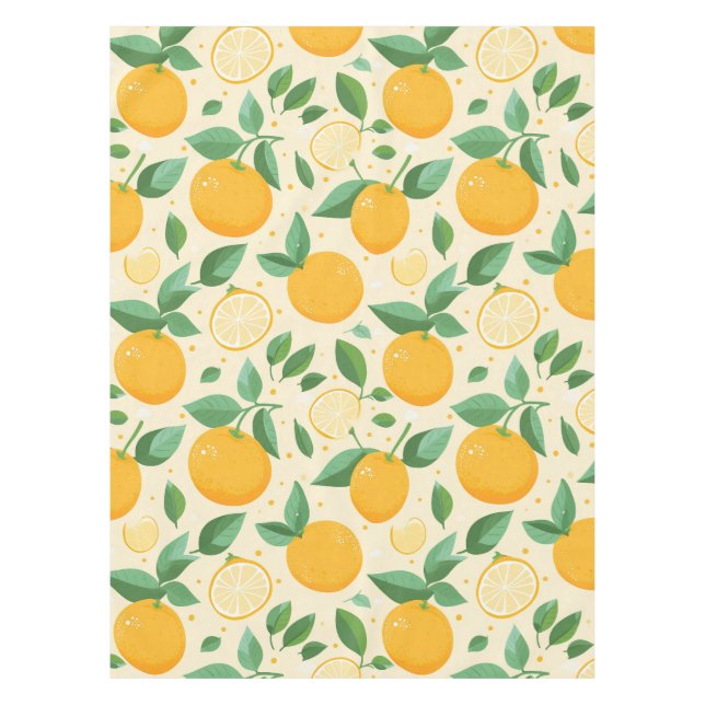 Citrus lemon yellow tropical fruit pattern tablecloth (Front)