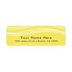Citrus Lemon Yellow & White Wave Modern Wedding Label