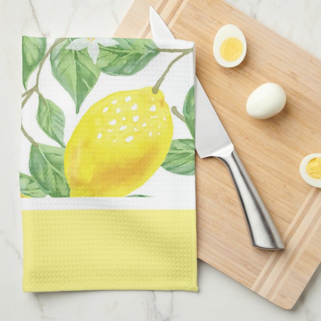 Citrus Lemons and Green Leaves Kitchen Kitchen Towel (Quarter Fold)