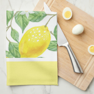 Citrus Lemons and Green Leaves Kitchen Towel