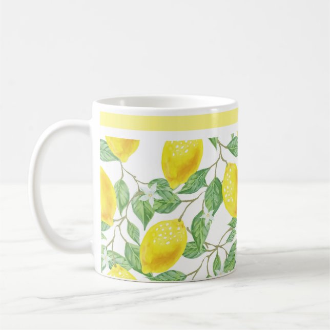 Citrus Lemons and Leaves Coffee Mug (Left)