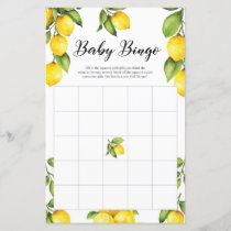 Citrus Lemons Baby Shower Bingo Game Card