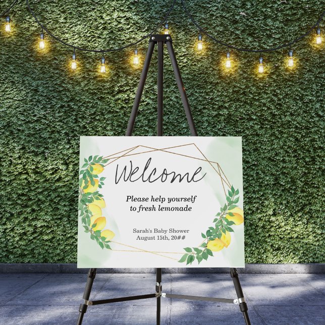 Citrus Lemons Botanical Gold Frame Welcome Foam Board (Creator Uploaded)