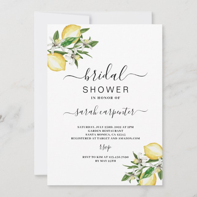 Citrus Lemons Bridal Shower invitation (Front)