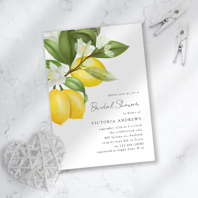 Citrus Lemons Bridal Shower Invitation Zazzle