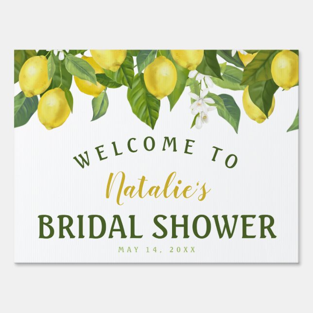Citrus Lemons Bridal Shower Welcome Sign (Front)