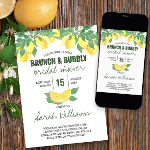 Citrus Lemons Brunch & Bubbly Bridal Shower Invitation