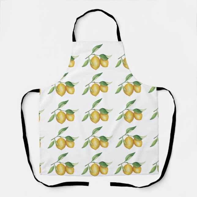 Citrus Lemons Green Yellow Sunny Garden Apron (Front)