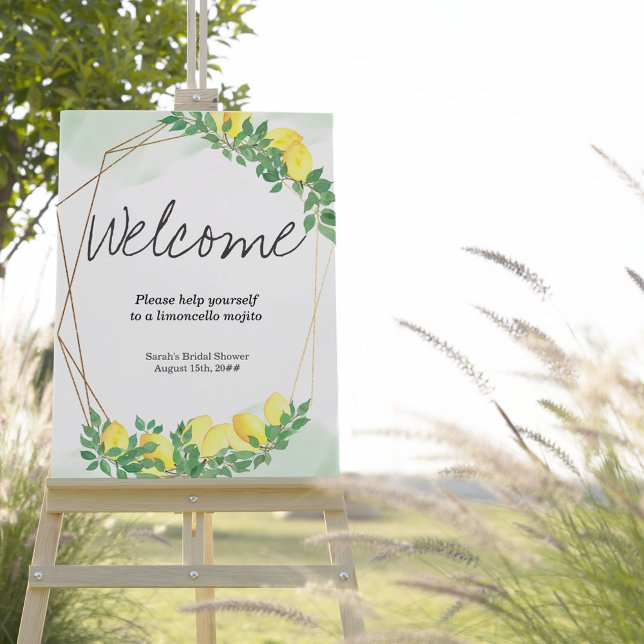 Citrus Lemons Greenery Gold Frame Welcome Foam Board (Creator Uploaded)