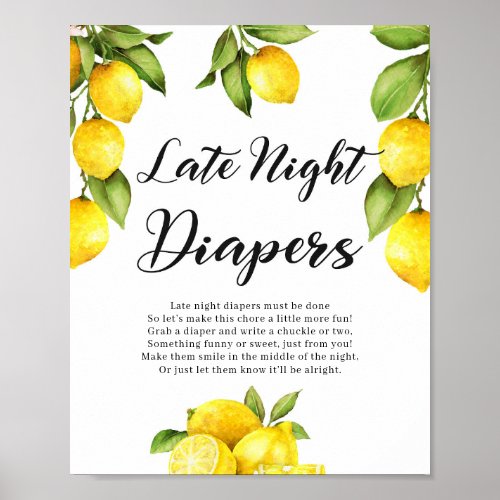 Citrus Lemons Late Night Diapers Game Sign