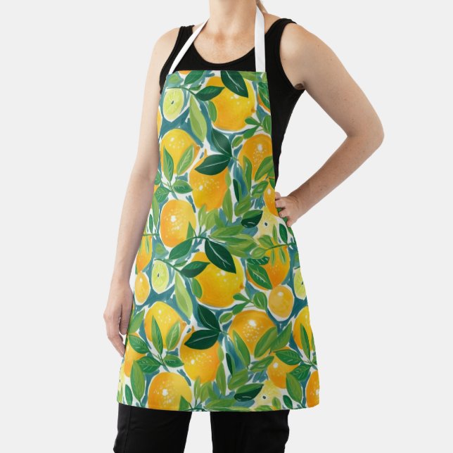 Citrus Lemons Limes Oranges Colorful Artisan Happy Apron (Insitu)