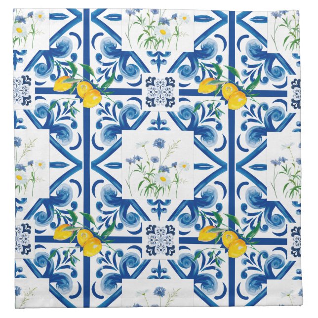 Citrus,lemons,mediterranean Cloth Napkin (Front)