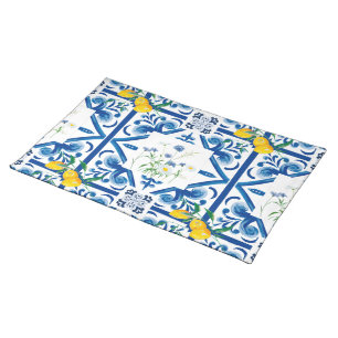 Citrus,lemons,mediterranean tiles cloth placemat